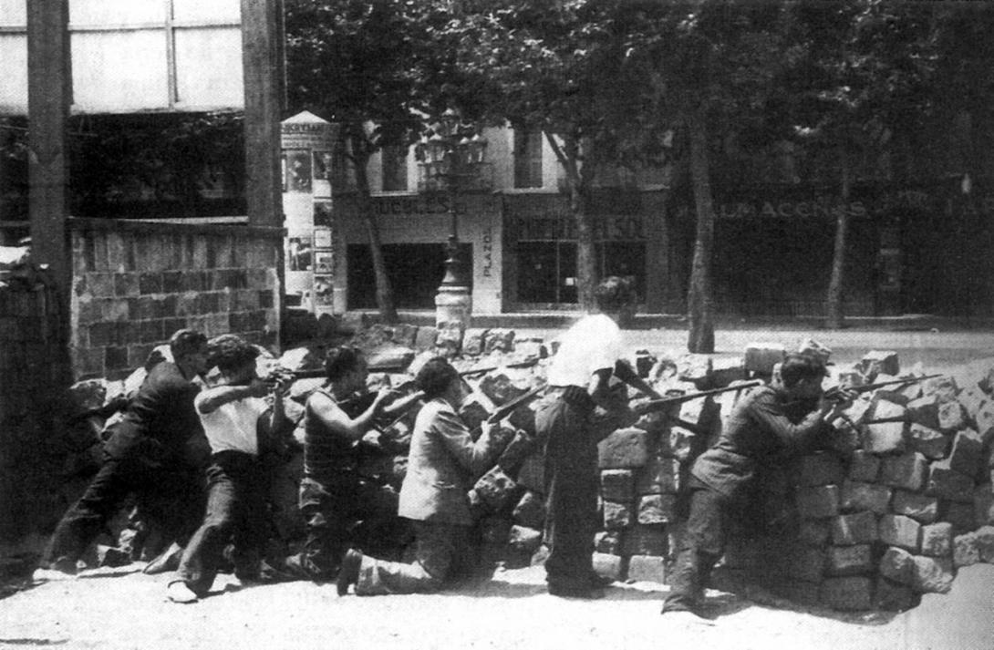 CNT barricade on the Ramblas, May 1937, libcom