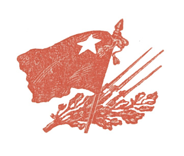 Red flag graphic with rifles