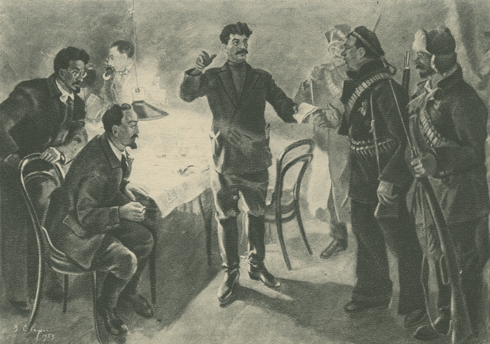 Excerpt from a painting of the Bolshevik Party Centre during the insurrection