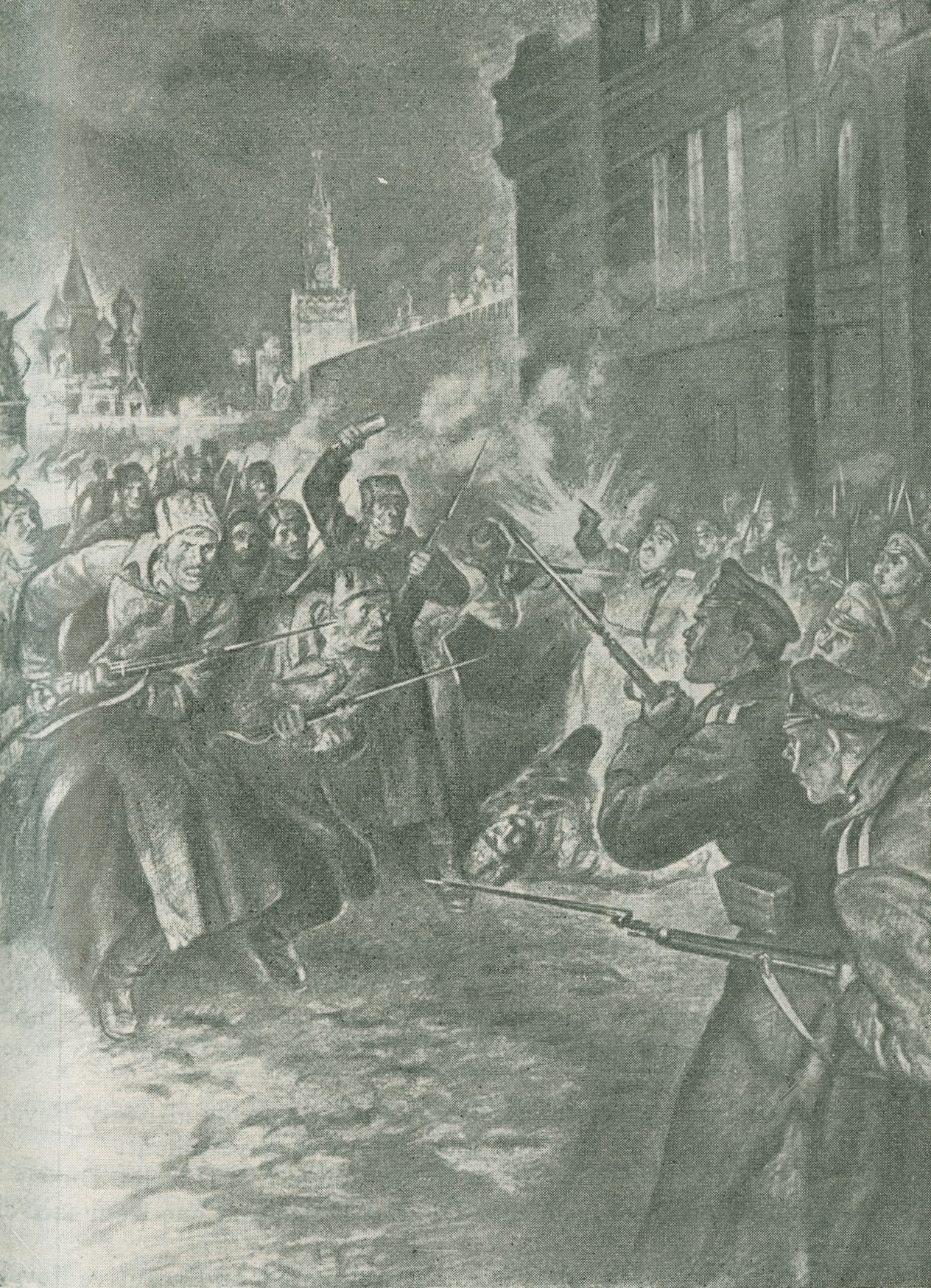Illustration of a detachment of armed “Dvinsks” in Red Square