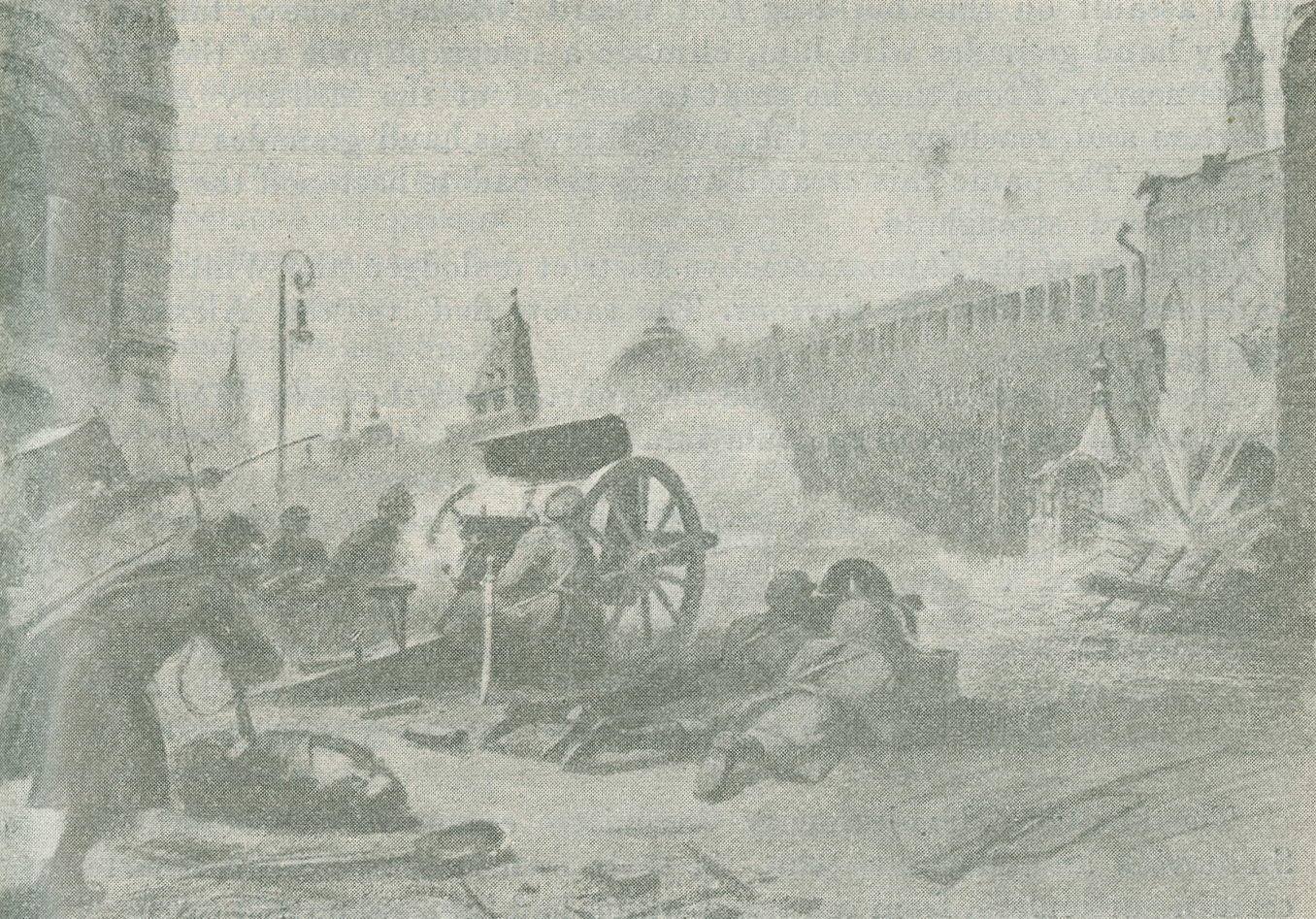 Excerpt from a drawing depicting fighting at the Nikolsky Gate